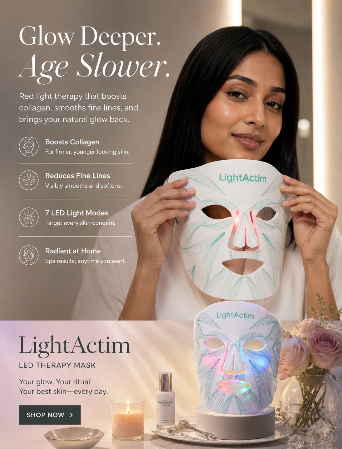 LED Light Actim Therapy Silicone Facial Mask - Online Beauty Cart